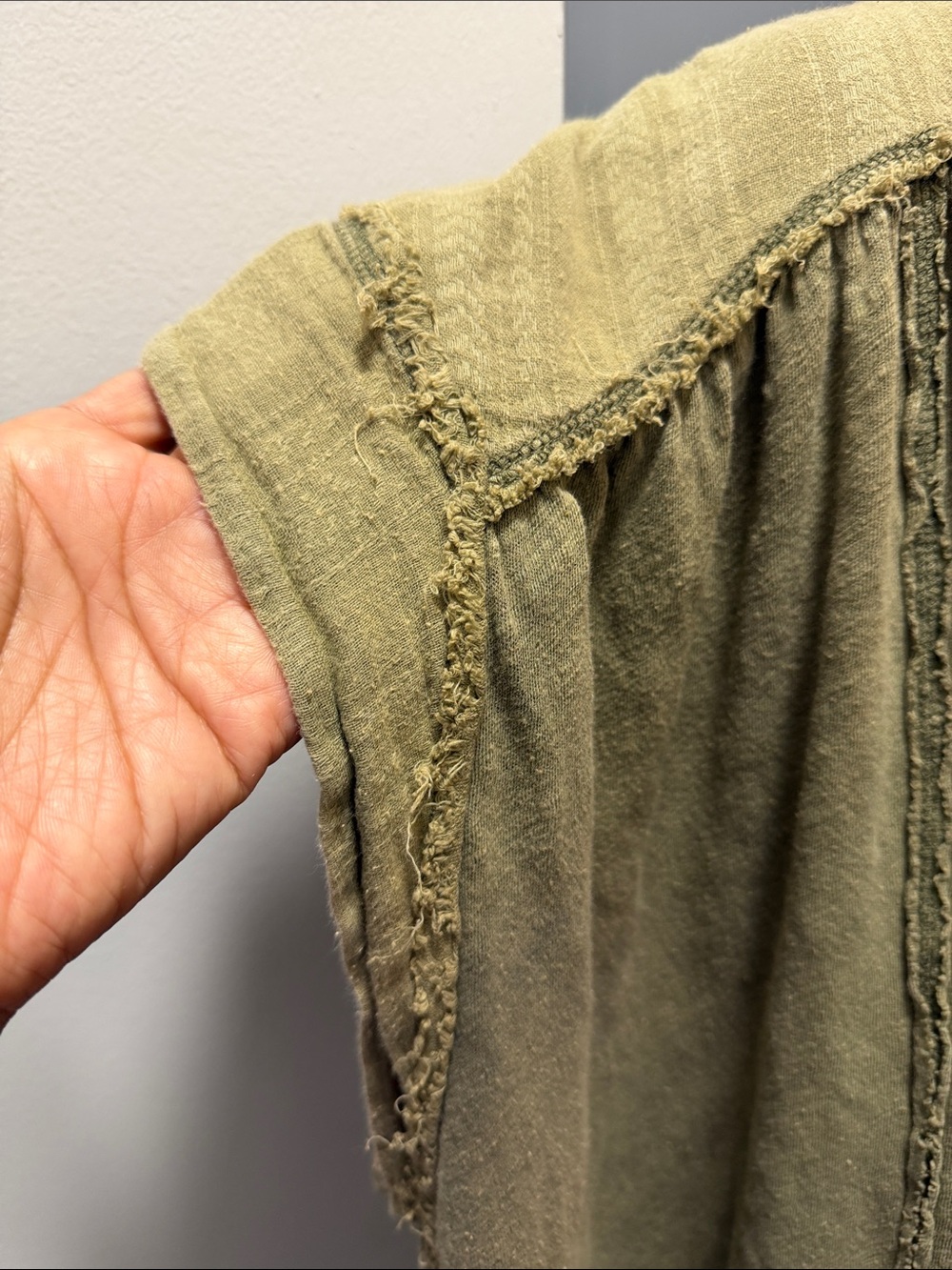 Free People Olive Green Women's Button Aster Glow Flowy Henley Top size large - Picture 6 of 10